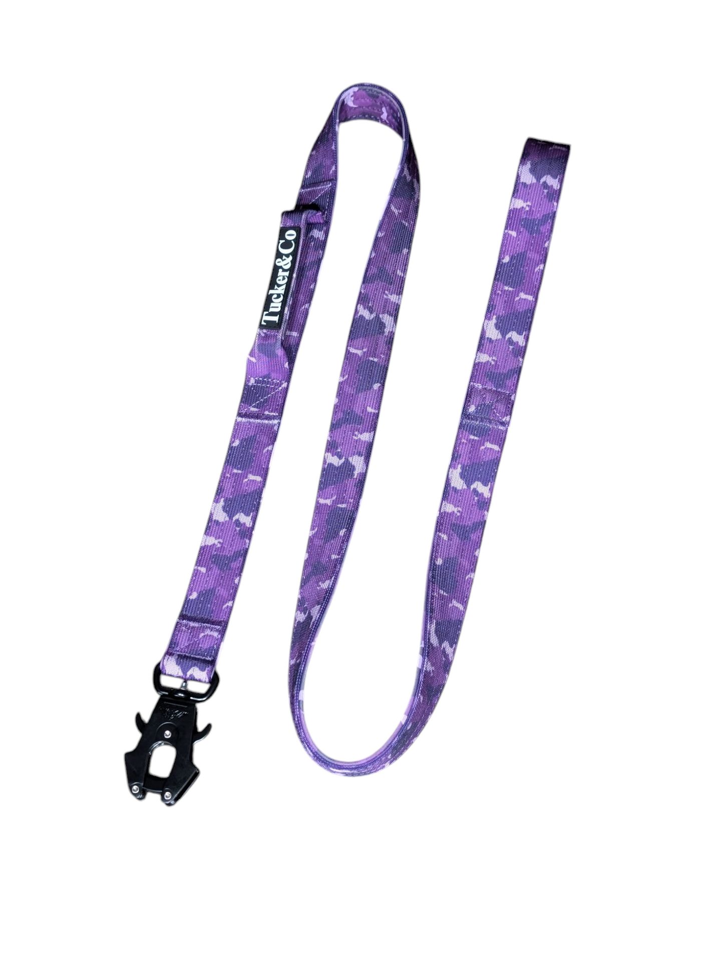 Tucker&Co London 1.5m Double Handled Tactical Frog Clip Lead in Camo Purple.